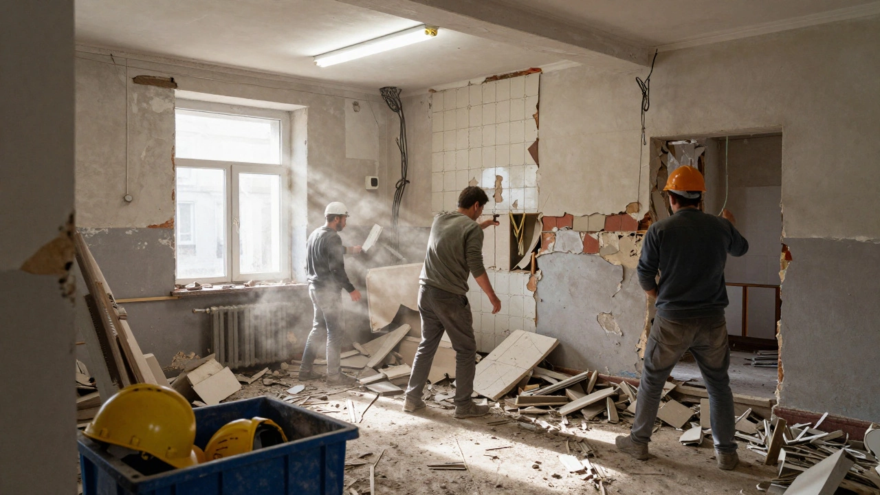 Демонтаж старых стен и покрытий в квартире