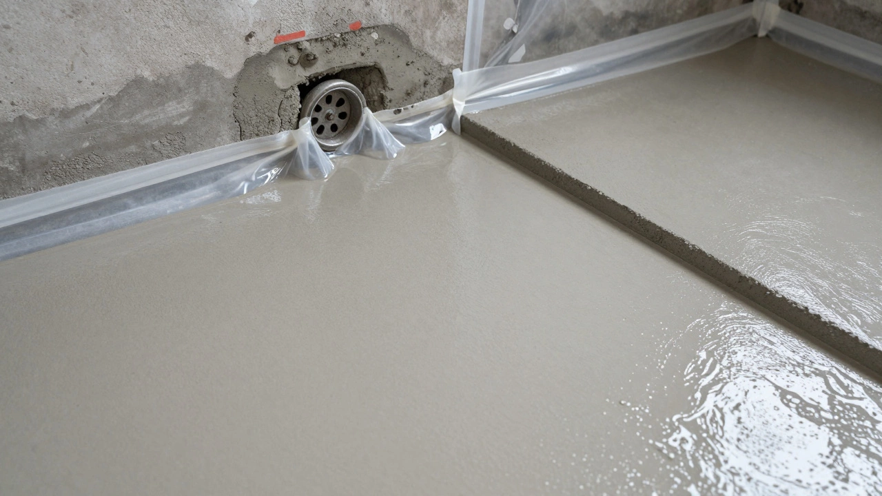 Заливка черновой стяжки с гидроизоляцией в ванной