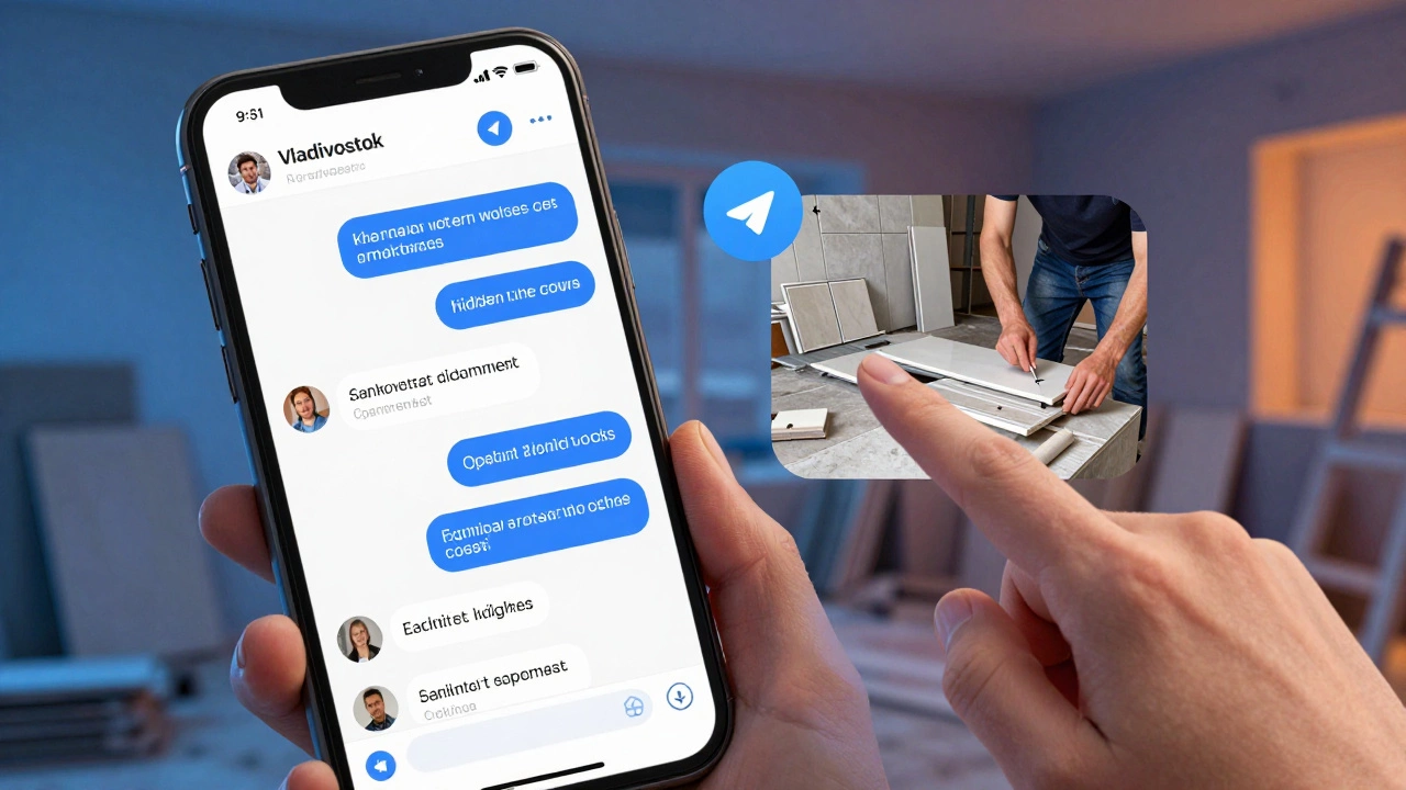Чат в Telegram с реальными фото ремонта и отзывами клиентов из Приморского края.