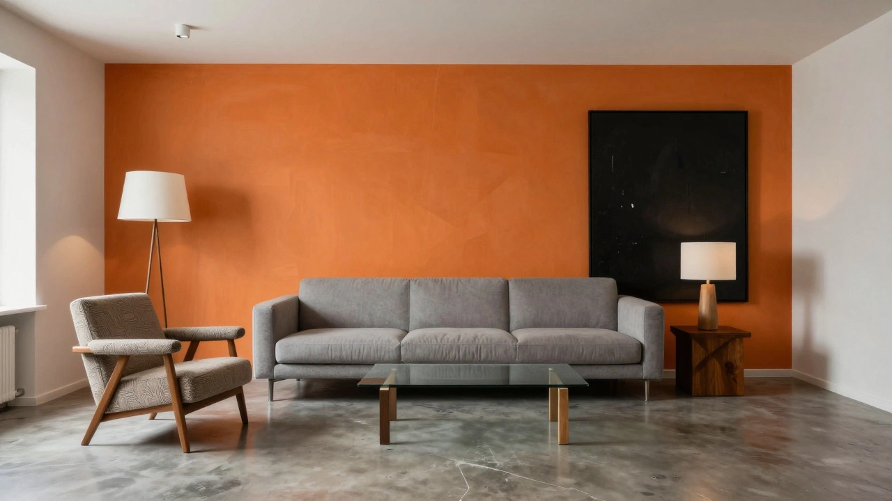 Современный интерьер с нейтральной палитрой, контрастным акцентом и смешанными материалами — мебель разных стилей в гармонии.