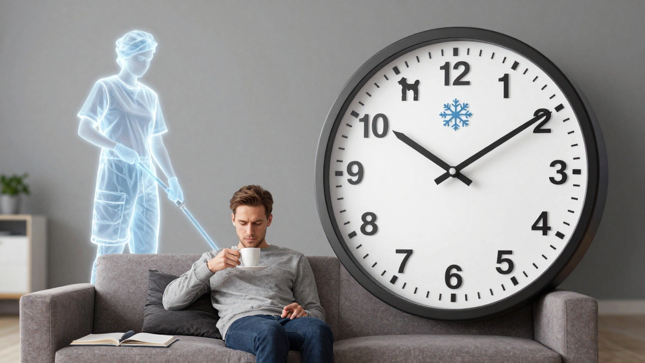 Символическая иллюстрация факторов, влияющих на цену клининга в США: животные, сезон, размер дома и частота уборки.